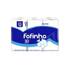 PAPEL HIGIÊNICO FOFINHO FOLHA SIMPLES 30M 12 ROLOS