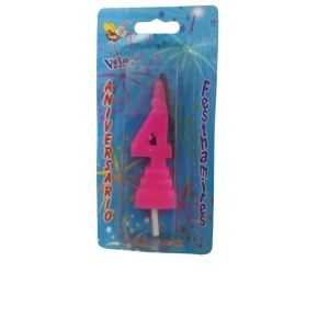 VELA ANIVERSÁRIO N 4 -  ROSA