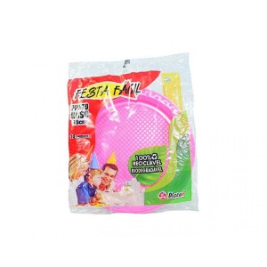 PRATO DESC FESTA FACIL 15CM 10UN ROSA